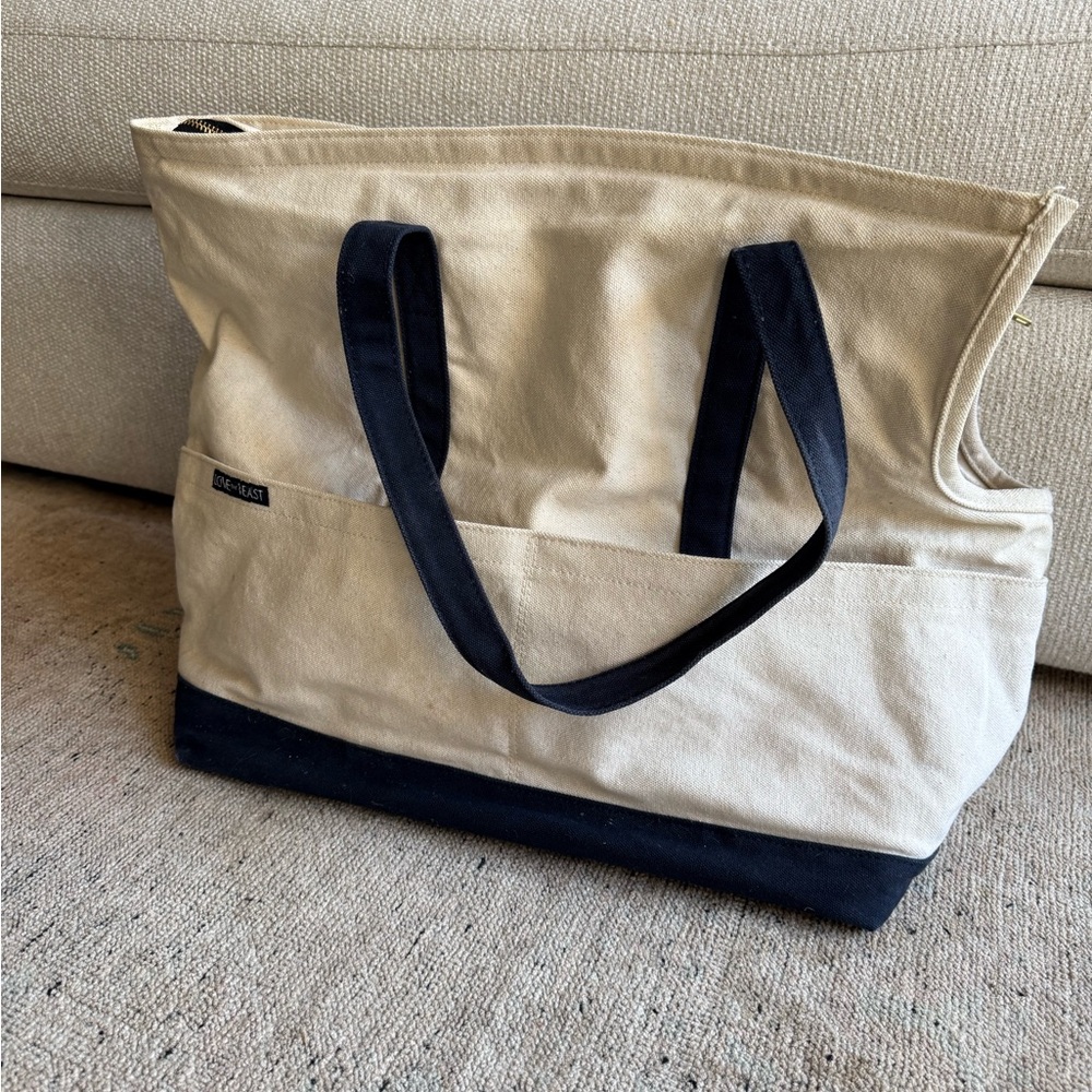 LoveThyBeast Canvas Pet Tote - Large (Natural & Navy)